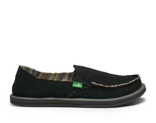 Sanuk Womens Donna Hemp Black Shoes | SIWJRQ381